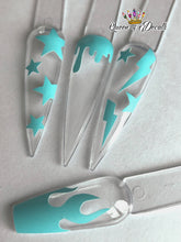 Load image into Gallery viewer, Summer Pastel ‘TIP FLAMES’ vinyl nail art stickers