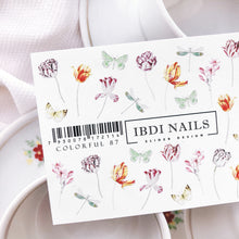 Load image into Gallery viewer, IBDI NAILS slider - COLORFUL 87 - Floral Stems &amp; Butterflies