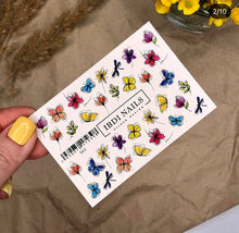 Load image into Gallery viewer, IBDI NAILS slider - COLORFUL 543 - Colourful Floral and Butterfly Sketches