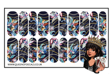 Load image into Gallery viewer, Navy Paisley &amp; Chains NAIL WRAP