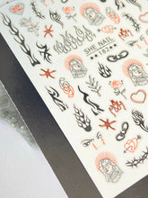 Load image into Gallery viewer, FLAMES &amp; CHAINS aesthetic sketches Nail Art stickers