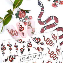Load image into Gallery viewer, IBDI NAILS slider - 467 - Floral &amp; Stripe Snakes