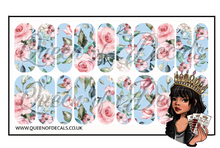 Load image into Gallery viewer, Blue &amp; Pink Roses NAIL WRAP