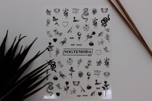 Load image into Gallery viewer, NOGTEMODA Nail stickers 025 - Black Retro Tattoo Sketchy Vibes