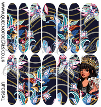 Load image into Gallery viewer, Navy Paisley &amp; Chains NAIL WRAP