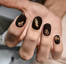 Load image into Gallery viewer, IBDI NAILS slider - AIR FOIL 13 - Gold &amp; Black Floral Sketches