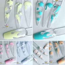 Load image into Gallery viewer, Summer Pastel ‘TIP FLAMES’ vinyl nail art stickers
