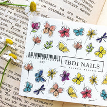 Load image into Gallery viewer, IBDI NAILS slider - COLORFUL 543 - Colourful Floral and Butterfly Sketches